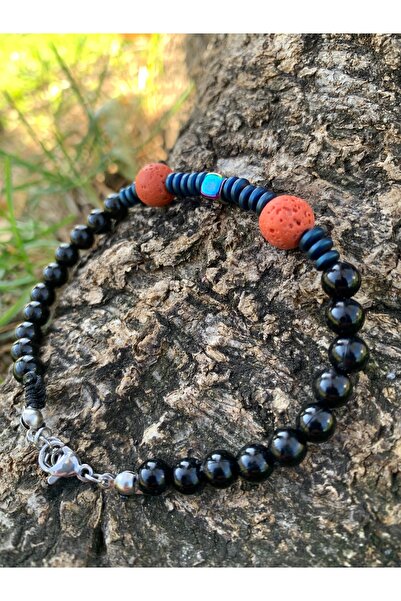 magıcgrange الهيماتيت الطبيعي، تصميم عصري للرجال من حجر الحمم البركانية