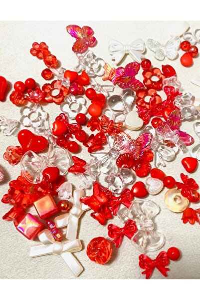 312 KONSEPT 50 τεμάχια 30 γραμμαρίων ακρυλικές χάντρες σε μικτά σχήματα κόκκινων αποχρώσεων
