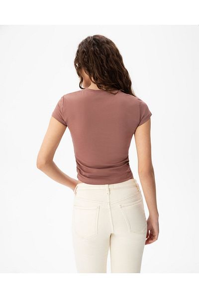 Ayma Active Dried Rose Organic Cotton Side Gathered Basic T-shirt