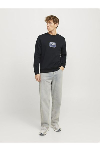 Jack & Jones Hanorac negru Joreaton Sweat Crew Neck Fst pentru bărbați 12270010 -Negru