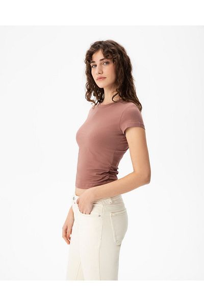 Ayma Active Dried Rose Organic Cotton Side Gathered Basic T-shirt