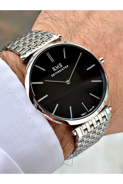 Romanson Custom Design 5 Atm Waterproof Steel Band Steel Thin Case Men Wristwatch 112301