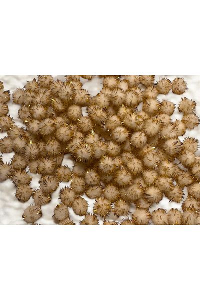 BukiroAtelier Set of 30 Glitter Gold Plush Pompoms - Christmas Ornament Ornament Shiny