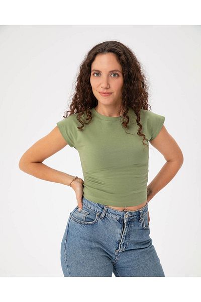 Ayma Active Πράσινο μπλουζάκι από οργανικό βαμβάκι Basic Half Crop