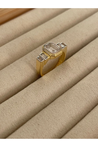 Sade Accessory Ortası Büyük Beş Taşlı Serçe Yüzük