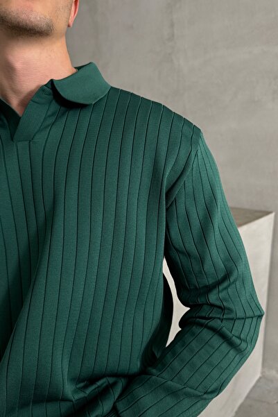 HYMAN Ανδρικό πλεκτό πουλόβερ με ριμπ λαιμόκοψη