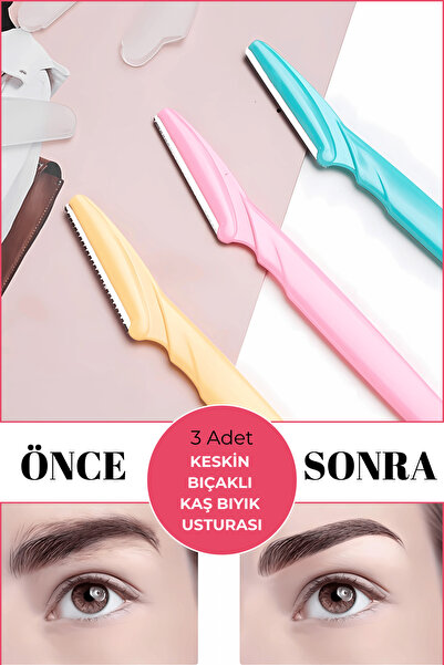 Kinlee 3'lü Keskin Bıçaklı Kaş Bıyık Yüz Usturası - Hassas Tıraş Için Ergonom...