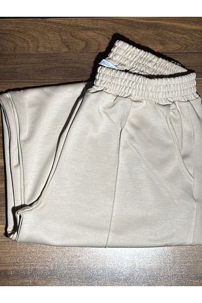 İVVİ Beige Loose Trousers with Stripe Front