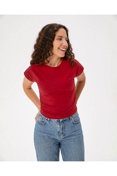 Ayma Active Sangria Organic Cotton Basic Half Crop T-Shirt