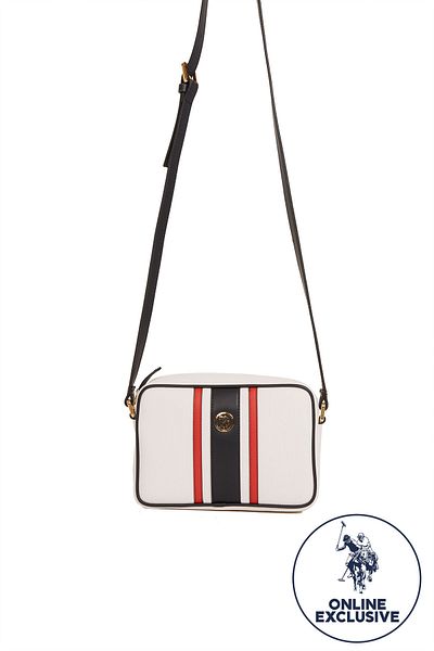 U.S. Polo Assn. Model Us3033 - Geantă de umăr pentru femei albă, bleumarin și roșie, exclusivă online
