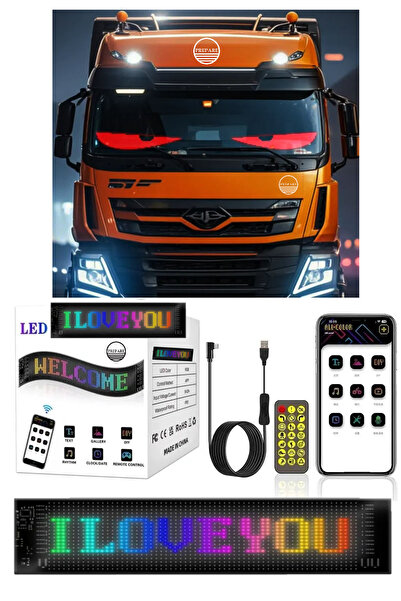 RUGGED 60 Cm Rgb Led Panel Ekran Kumandalı App Kontrollü 16x96 Tır Kamyon Otobüs iş Yeri Cam Dvar Reflektör