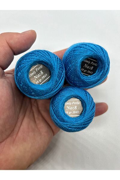 ALMİŞ Almiş Perle Etamine-Cross Stitch Σετ 10 κλωστών (10 Gr-No:8) Μπλε - Τυρκουάζ αποχρώσεις