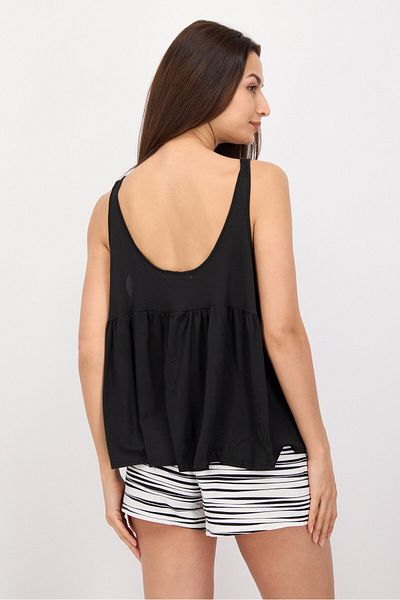 Christian Siriano Women 2 Pcs Plain Tank Top And Shorts Pajama Set, Black