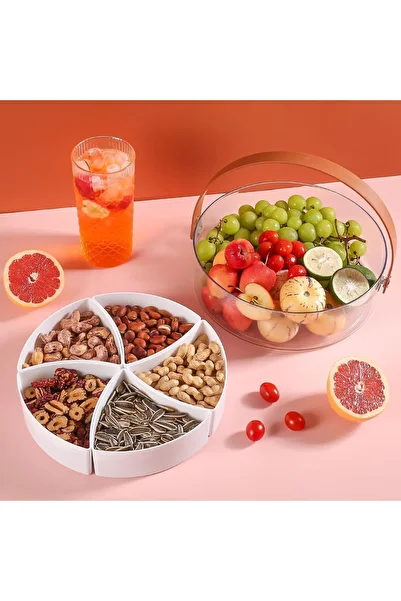 Coco Life Snack Storage Box with Handle - Multipurpose Food Storage Containers 5 Compartments Food Storage Containers