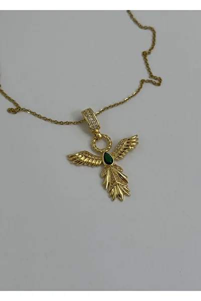 KİLİGİSTANBUL STEEL GREEN ZIRCON STONE NECKLACE