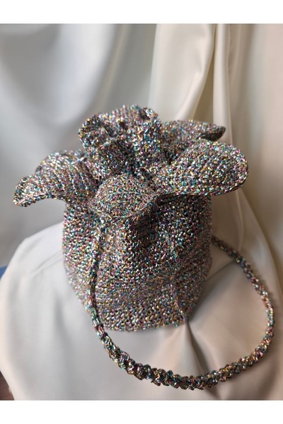 Sevil Handmade Metalik Lale Tığişi Çanta