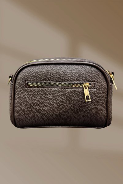 shoecide Buckle Detailed 3 Compartment Strap Zippered Bitter Brown Women's Hand and Shoulder Bag