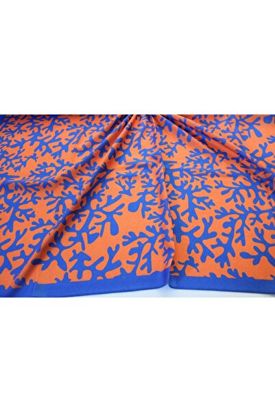 QUM İPEK Помаранчевий шарф з крепового полотна з візерунком у вигляді горщиків