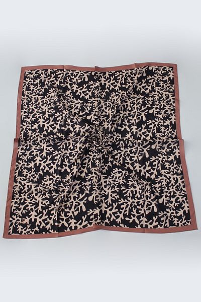 QUM İPEK Κρεπ κασκόλ με σχέδιο Dark Mink Moss