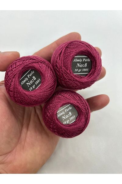 ALMİŞ Almiş Perle Etamin-Cross Stitch 10-Piece Thread Set (10 Gr-No:8) Pink Shades