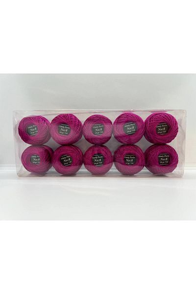 ALMİŞ Almiş Perle Etamin-Cross Stitch 10-Piece Thread Set (10 Gr-No:8) Pink Shades