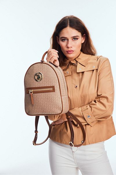 U.S. Polo Assn. Us8011 Model Women's Backpack - Red-Beige-Tan Color, Online Exclusive