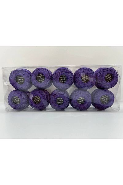 ALMİŞ Almiş Perle Etamin-Cross-Stitch 10 Thread Set (10 Gr-No:8) Purple-Lilac Shades