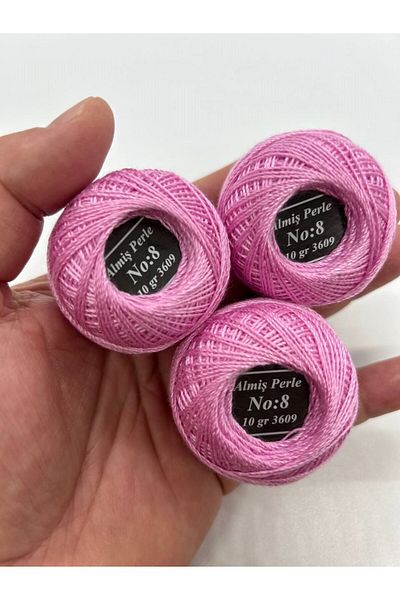 ALMİŞ Almiş Perle Etamin-Cross Stitch 10-Piece Thread Set (10 Gr-No:8) Pink Shades
