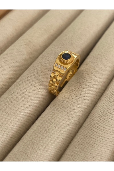 Sade Accessory Ortası Mavi Taşlı Serçe Yüzüğü