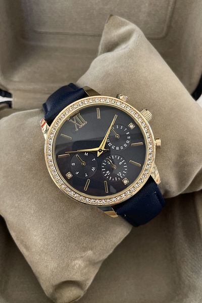 Leerybee Women's Leather Stone Quartz Wrist Watch Ns-2
