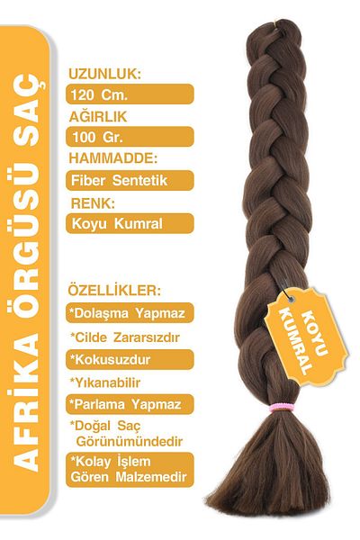 KONAK PERUK Σκούρο καστανόξανθο συνθετικό μαλλί για αφρικανικό πλεξούδα Rasta και πλεξούδα κουτιού