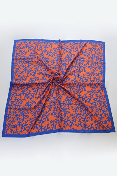 QUM İPEK Помаранчевий шарф з крепового полотна з візерунком у вигляді горщиків