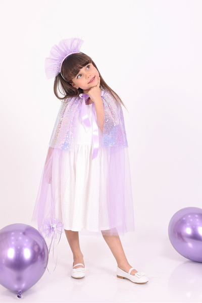 Minia Concept Kids Shiny Mermaid Lila Payet Detaylı Parti Pelerini