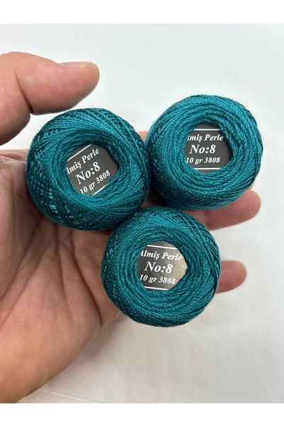 ALMİŞ Almiş Perle Etamine-Cross Stitch Σετ 10 κλωστών (10 Gr-No:8) Μπλε - Τυρκουάζ αποχρώσεις