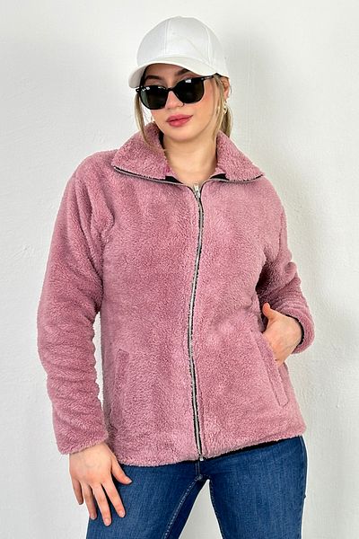 LW Lost wintage Cardigan Men/Women Welsoft Plush Stand Collar Iron Teeth Zippered Double Pocket Oversized Cardigan