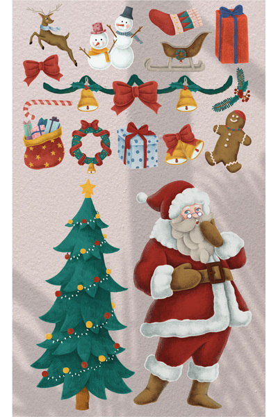 HEDİYENE BAK Yılbaşı Sticker Seti Cam Duvar Süsü Sticker Seti Yeni Yıl Christmas