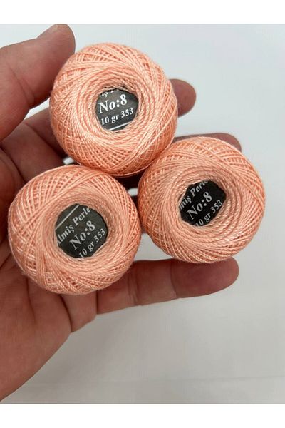 ALMİŞ Alış Perle Etamin-Cross Stitch 10'Lu Thread Set (10 Gr-No:8) Yellow-Red Shades