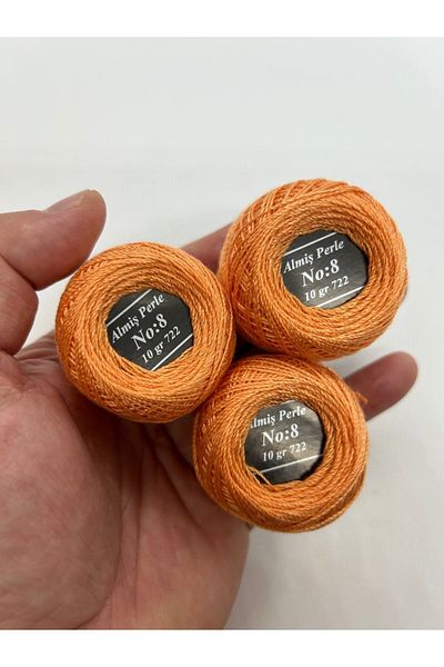 ALMİŞ Almiş Perle Etamine-Cross Stitch Σετ 10 κλωστών (10 Gr-No:8) Κίτρινο-Κόκκινο Αποχρώσεις