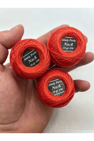 ALMİŞ Alış Perle Etamin-Cross Stitch 10'Lu Thread Set (10 Gr-No:8) Yellow-Red Shades