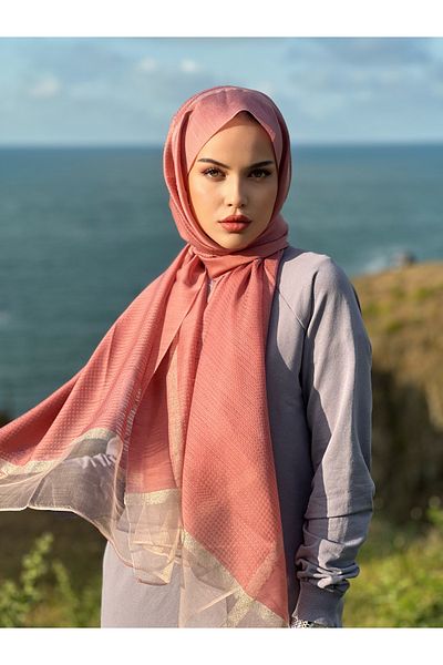 Arwella Organized Tulle Shawl with 40% Silk - Powder
