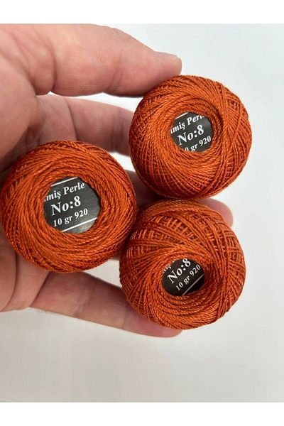 ALMİŞ Alış Perle Etamin-Cross Stitch 10'Lu Thread Set (10 Gr-No:8) Yellow-Red Shades