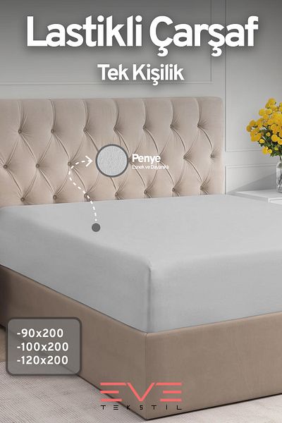 Eve Tekstil Fitted High Quality Combed Cotton Fabric Single Fitted Sheet