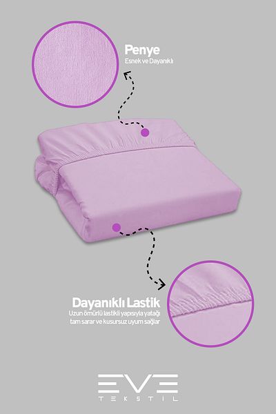 Eve Tekstil Fitted High Quality Combed Cotton Fabric Single Fitted Sheet