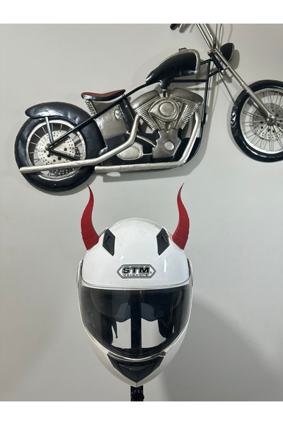 Butik Motor & Motosiklet Kırmızı Uzun Şeytan Boynuzu Kask Dış Aksesuar