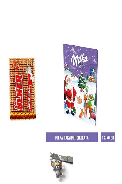 Ülker Potiber Biscuit Simple 175 Gr and New Year Chocolate with Milka January 90 Gr (with Key Chain Gift)