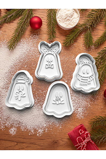 Kirpilab طقم كوكيز بنمط عيد الميلاد مكون من 4 قطع - صانعة وتقطيع العجين