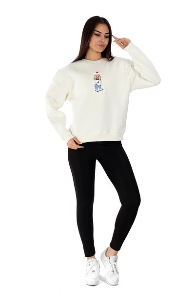 MATHICK FASHION STYLE Comfortable Fit Teddy Bear Embroidered Sweat