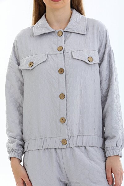 Reji Коротка сорочка-жакет з двома кишенями, еластичним поясом і двома клапанами