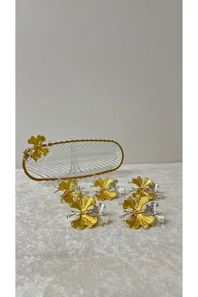 USD HOME 6-Piece Butterfly Accessory Glass Holder Compatible with All Service Presentation Plates