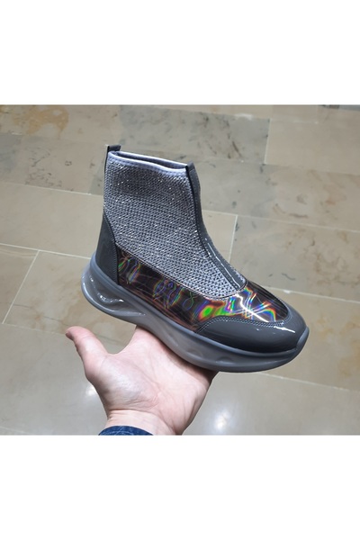 izlife Прозорі силіконові жіночі чоботи - дзеркальні, з еластичною вставкою, на шнурівці та з камінцями